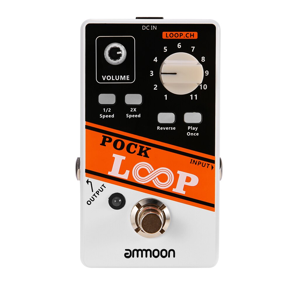 ammoon Nano Loop PockRock Electric Guitar Effect Pedal Looper True Bypass reverb effect REVERSE Guitar Pedal Adapter for Guitar: Style3 White