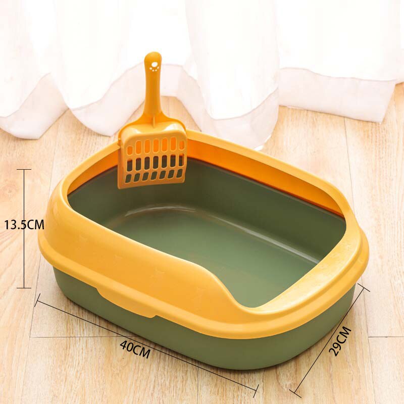 Pet Supplies Cat Litter Box Semi-enclosed with Spoon Shoveling Feces Officer Anti-splashing Cat Litter Box Cat Supplies Cat Box: Green