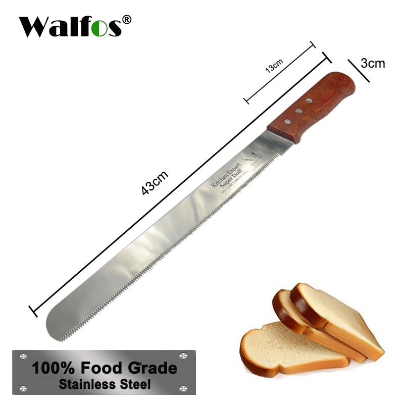 Walfos Food Grade 30 Cm Taart Mes Roestvrijstalen Mes Met Houten Handvat Brood Snijgereedschap Bakken & Gebak Gereedschap