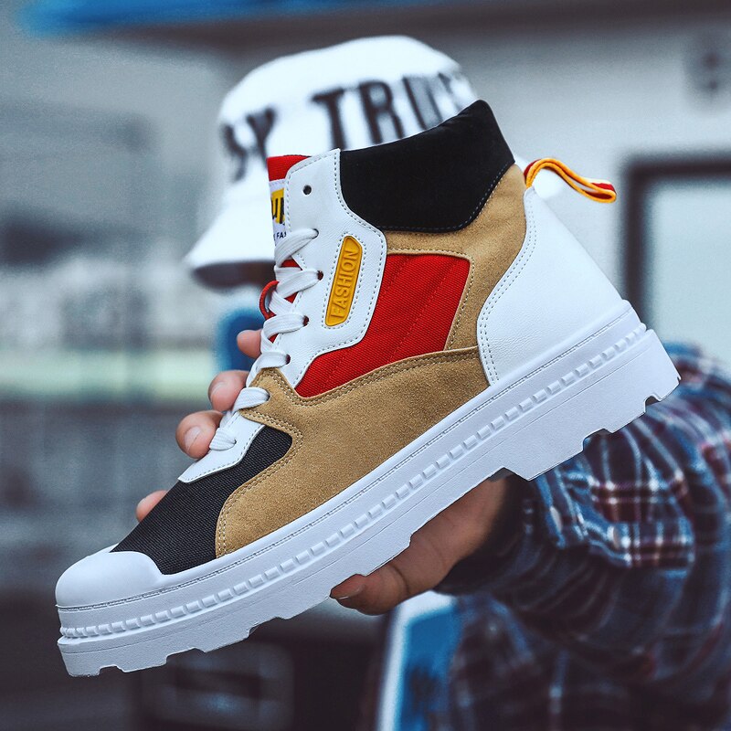 Herre high top canvas sneakers trend komfortable mande fritidssko udendørs skridsikker åndbare herresko