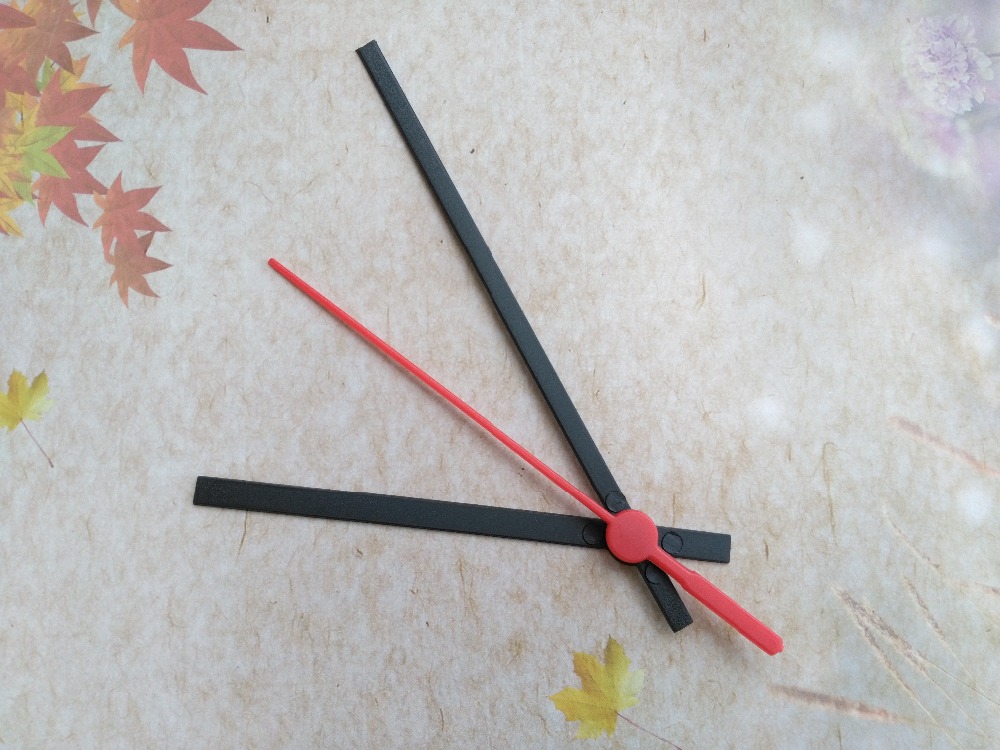 15Sets Plastic Arms Black Hour Minute with Red Second Hand for DIY Wall Clock
