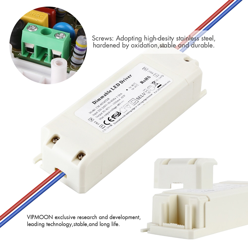 7w 12w 18w 42w kan dimmes med fremkant / bakkant mørkere triac dimming ledet sjåfør til ledet pærer taklampe 300ma-1500ma