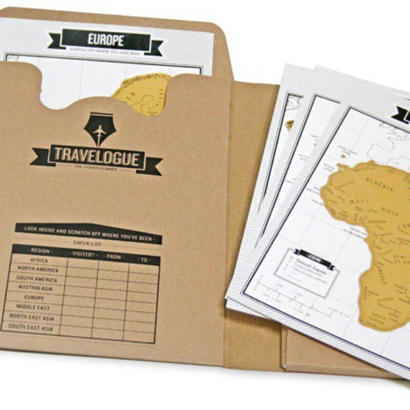 Popular Travelogue Notebooks + Scratch Map Travel Log Tourist Journal with 8 Mini World Maps