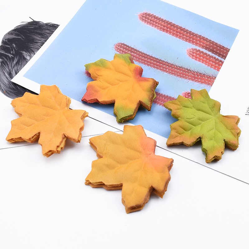 100 st silkeblad scrapbooking jul lönnlöv heminredning bröllop brosch brud tillbehör clearance konstgjorda växter