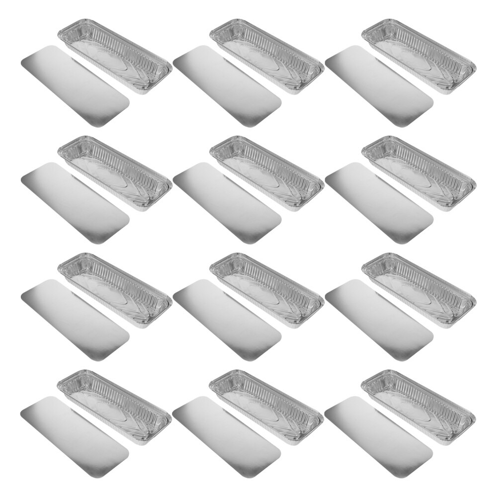 15Sets Aluminiumfolie Pan Draagbare Folie Pannen Folie Pan Barbecue Box Met Deksels