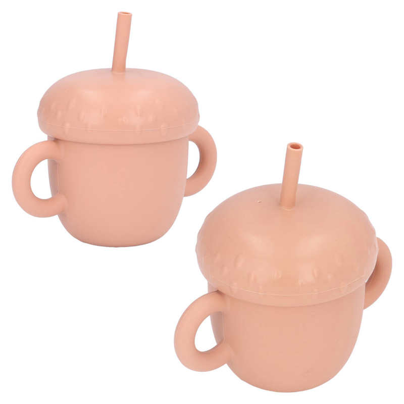 Silicone Training Cup Kids Learning Cup Spill Proof with Double Handles Lid for Drinking