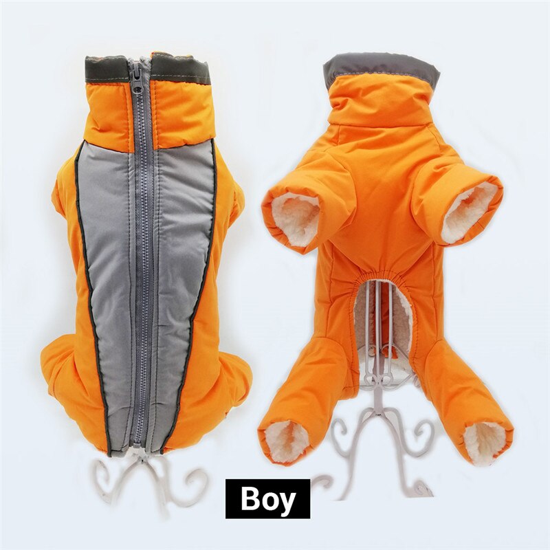 Pojke/flick hundoverall vinter varm vattentät hunddunjacka reflekterande jumpsuit för små hundar med dragkedja för husdjurskläder snödräkt: 14 / Orange för pojke