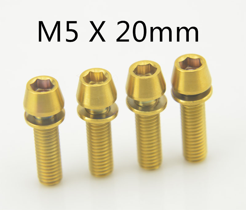 Wanyifa M5 x 16 18 20mm or arc-en-ciel Ti boulons en titane vis avec W0ashers: M5X20 gold