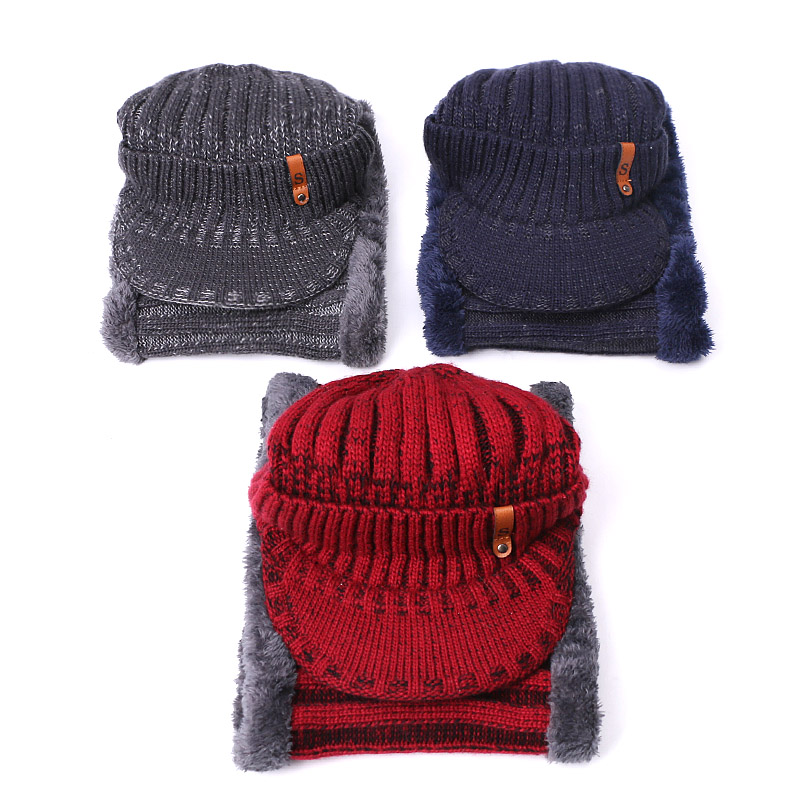 Conjunto de gorros y bufandas para hombre y mujer, gorros con ala, gorro de punto para mantener el calor, gorros de ganchillo para invierno