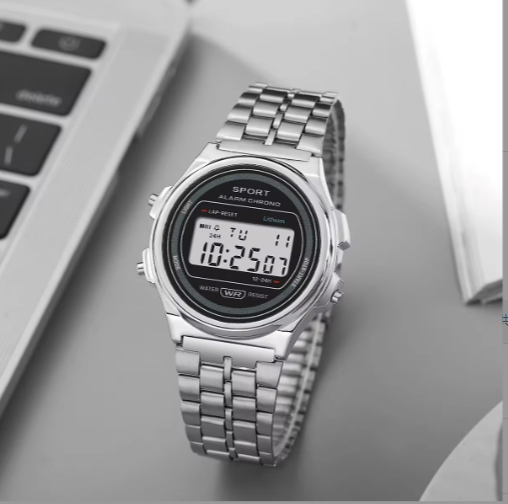 Montre électronique LED décontractée pour femme: Argent