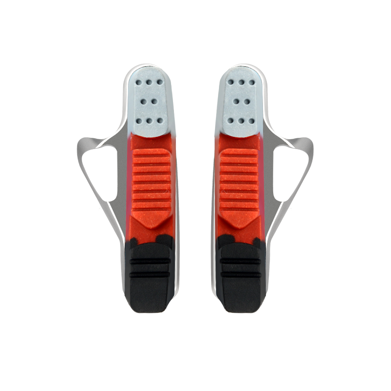 Racefiets Remblokken Voor Velg C Rem Cnc Aluminium Vervangbare Rubber Pads Stilte Fiets Remhouder Schoenen Rubber Blok: Rood