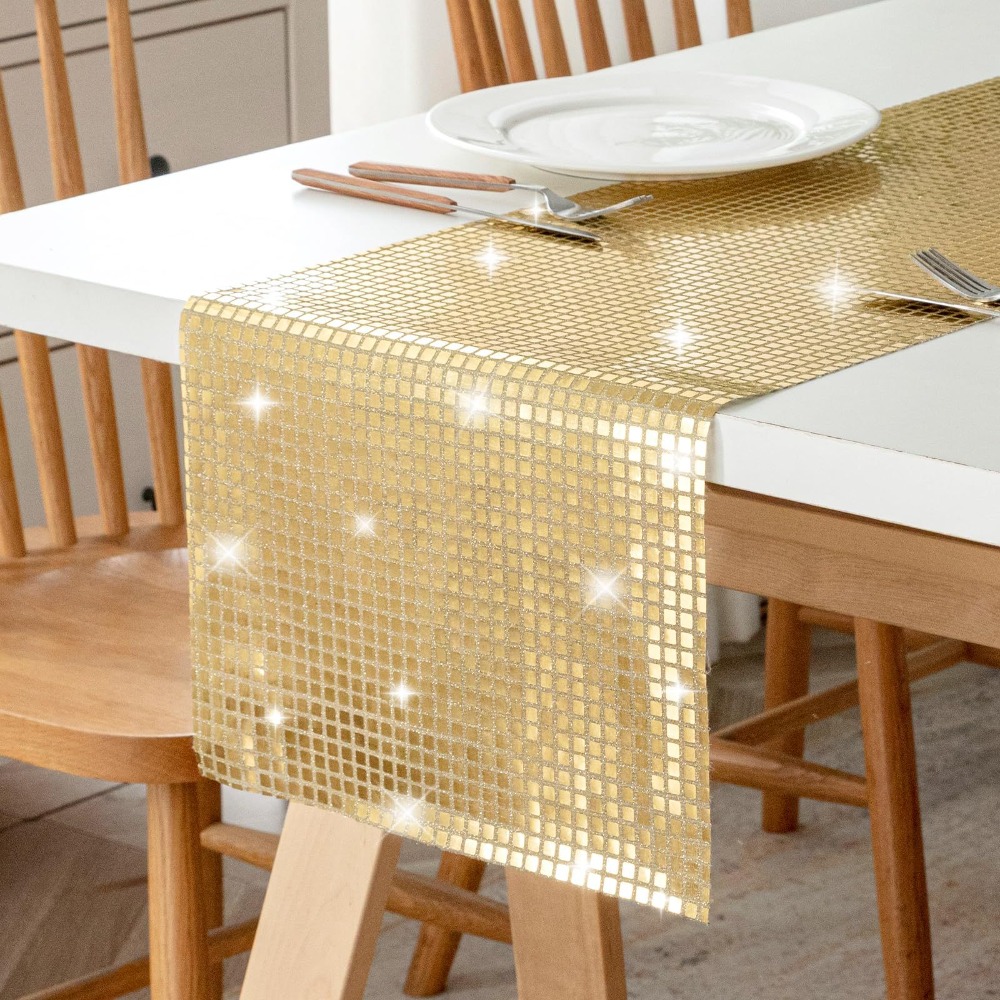 Unik glitter disco bordlöpare spegel paljettduk europeisk stil bordsduk födelsedag