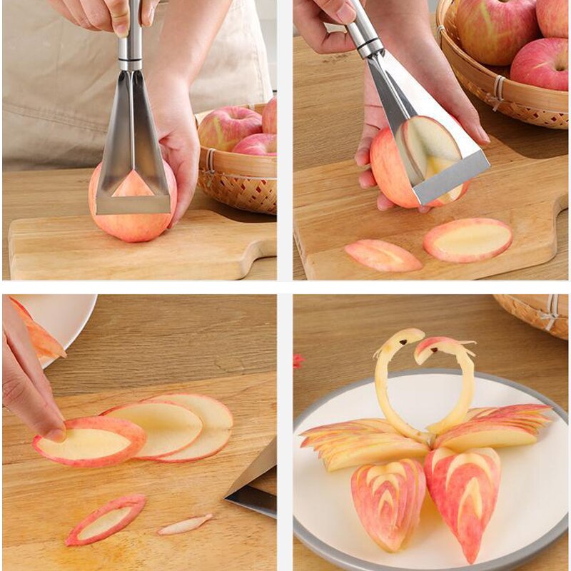 1PC Stainless Steel Fruit Carving Knife Triangle Push Knife Fruit Knife Fruit Slicer Non-slip Carving Blade Kitchen Accessories