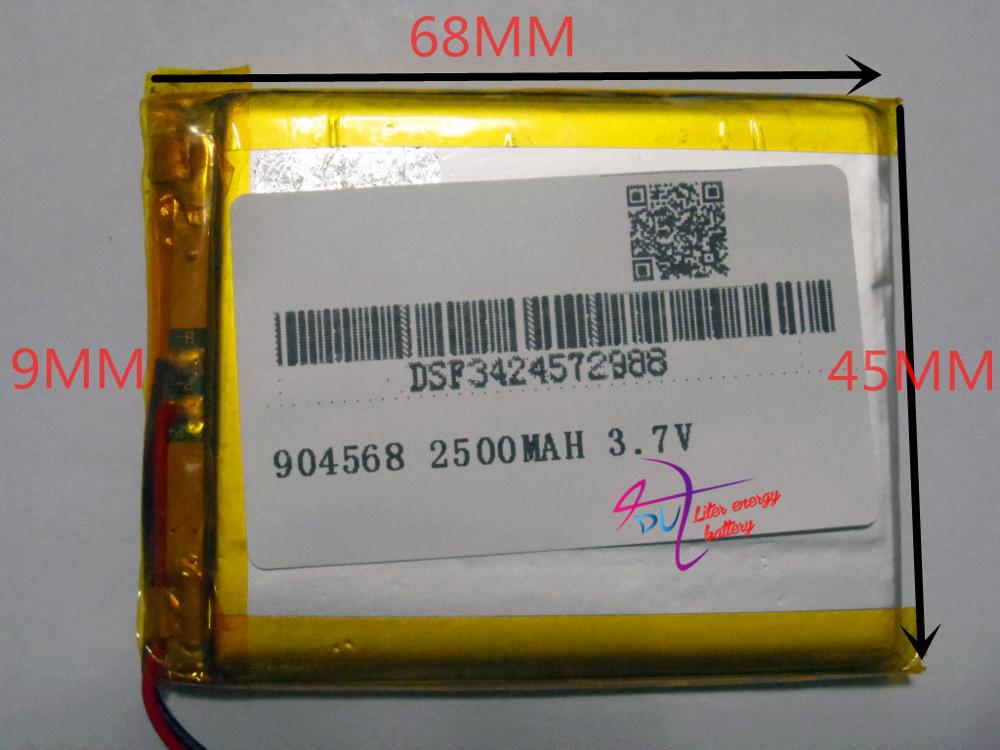 Batería de polímero de iones de litio de 3,7 V,2500mAH, 904568 para modelo de avión, GPS,mp3,mp4, teléfono móvil, altavoz, bl