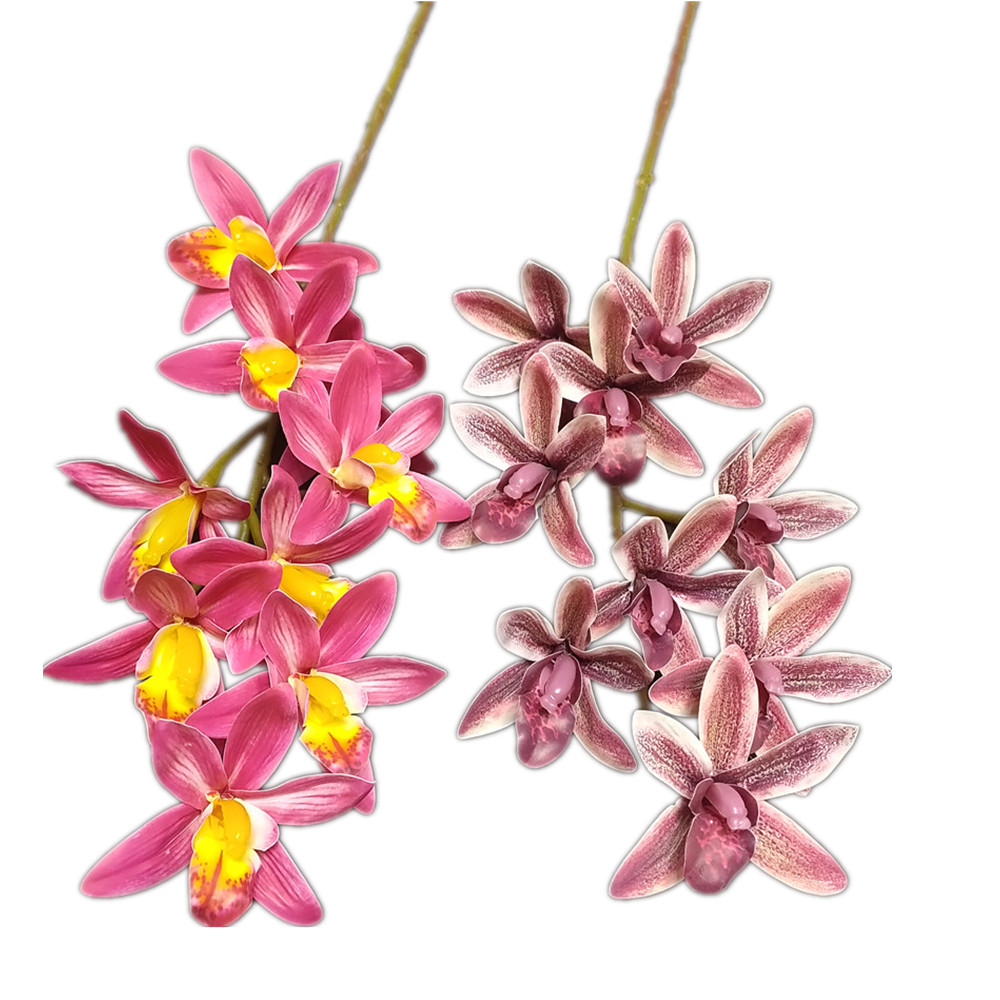 One Real Touch Cymbidium Orchid Flower Plant Artificial 9 Heads Phalaenopsis Orchis for Wedding Home Decorative Flowers