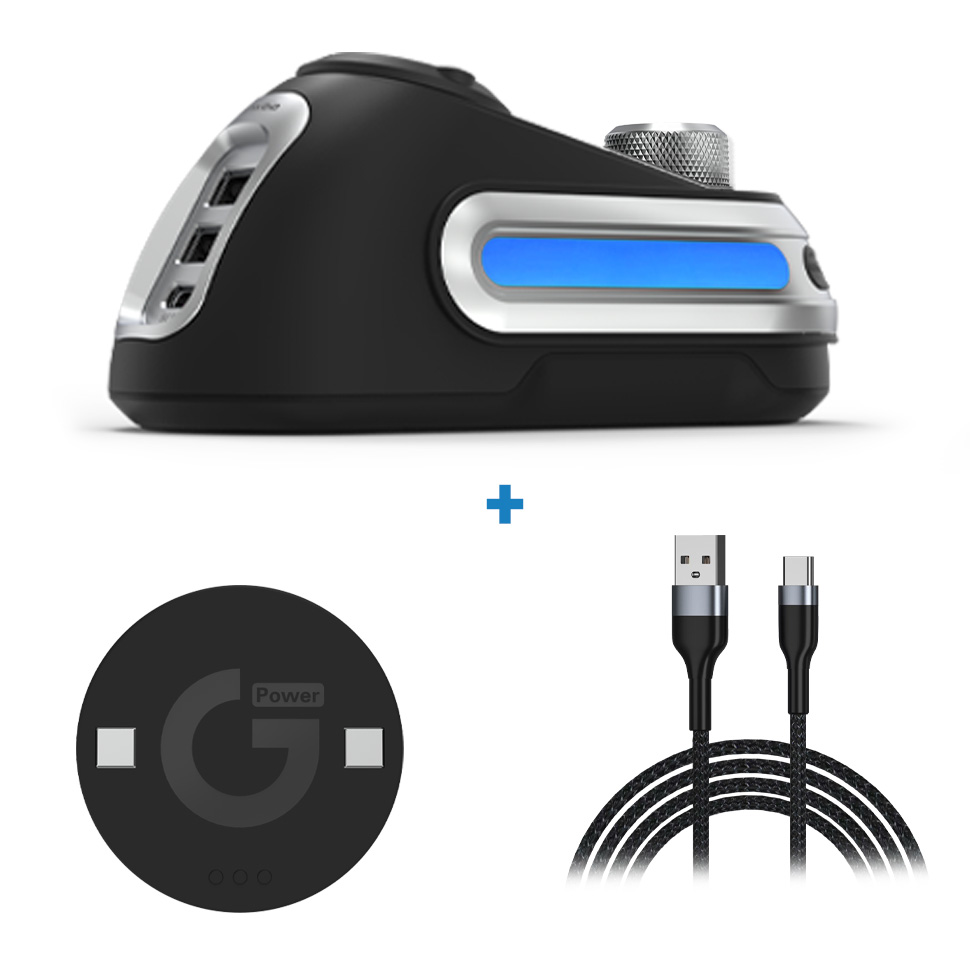 Fanxoo G-Power Mouse Wireless Charging Dock for Logitech G502 G502X Plus GPW G903 with RGB light computer volume control knob: black