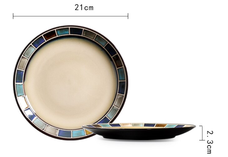 Cartoon Dinner Plate Set Ceramic Kitchen Plate Breakfast Tableware Set Food Dishes Rice Salad Noodles Bowl Soup Kitchen: 002