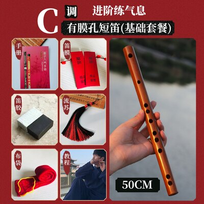 Mini flute piccolo short bamboo flute portable beginner child adult female wooden musical instrument: C tone 50cm