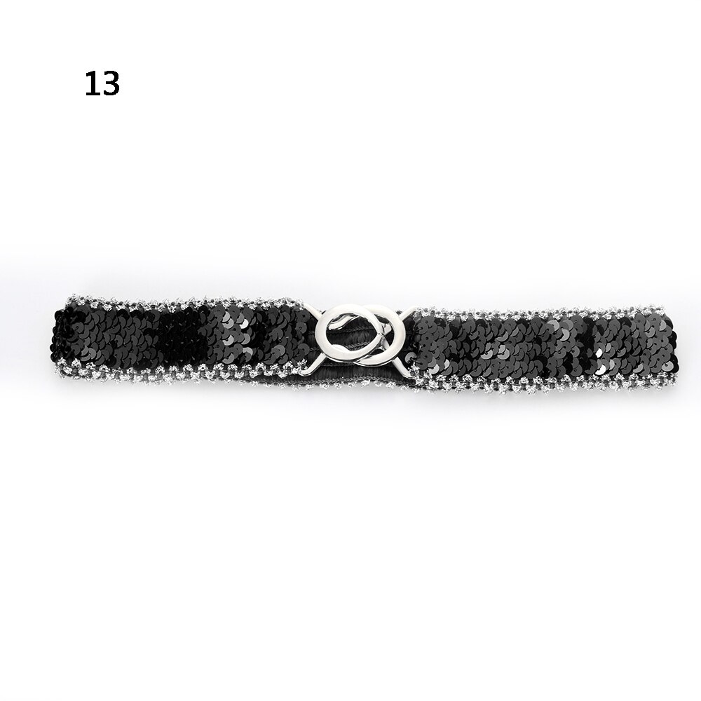 Guld bælte stretch mave bred linning wrap spænde korset kostume billigste desinger kvinder dame elastisk pailletter: 13