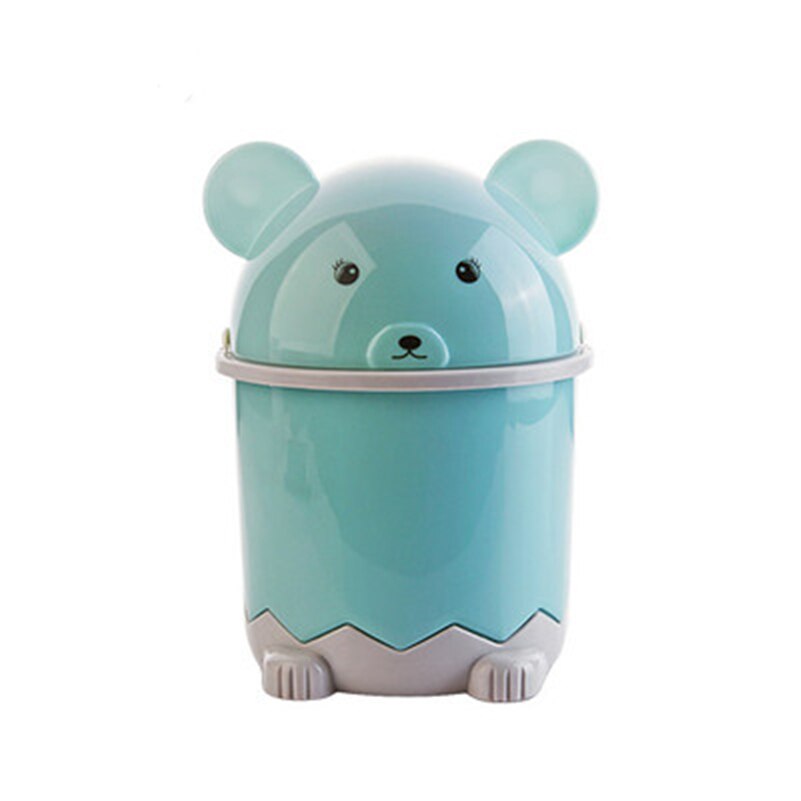 Desktop Waste Bins Trumpet Desktops Mini Covered Kitchen Living Room Trash Can Rolling Cover Type Desktop Dustbin: Blue