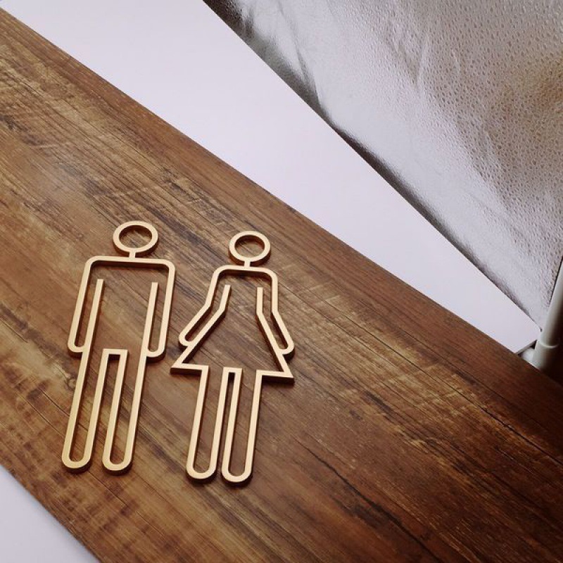 A Set of Three-Dimensional Hollow Out Bathroom Signs Bathroom Door Signs Bathroom Signage Room Living Room Decoration