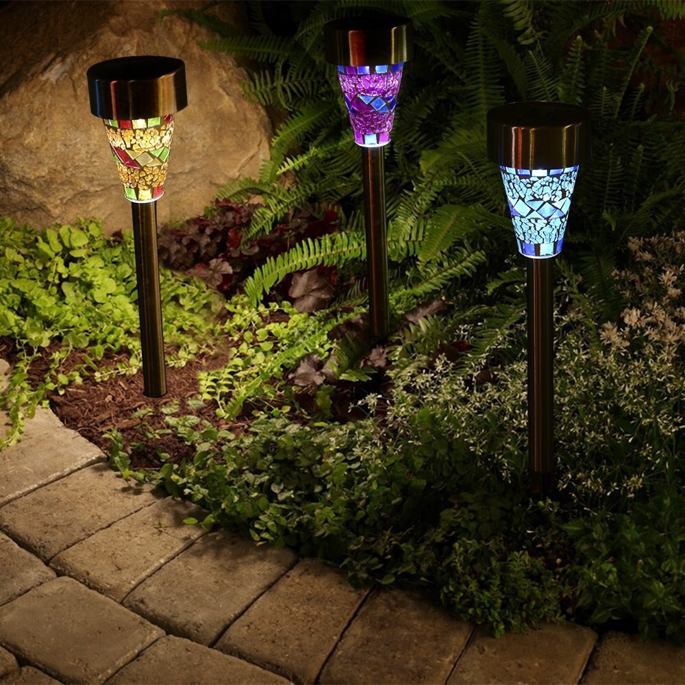 Luz solar led mosaico lâmpada do gramado ao ar livre à prova dwaterproof água mosaico abajur moderno parque jardim caminho paisagem gramado decorativo 1/3pcs