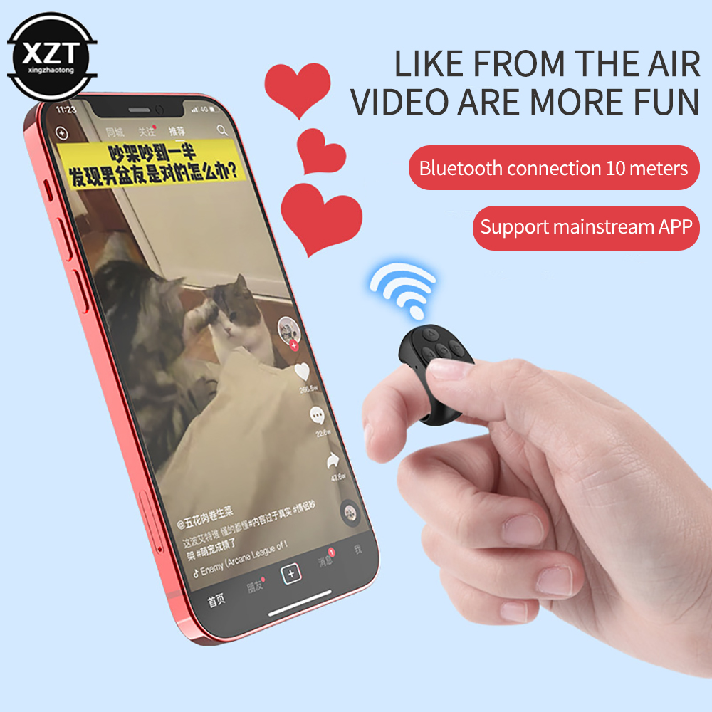 Mobile Phone Bluetooth Remote Control Wireless Mobile Photo Turn Page Controller Tiktok Remote Control Ring Controller
