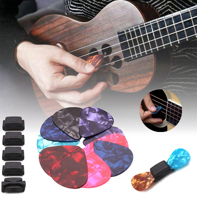 10pcs Celluloid Guitar Picks Plectrum with 5 Holder Plucked Strings Instrument Accessories ALS88: Default Title