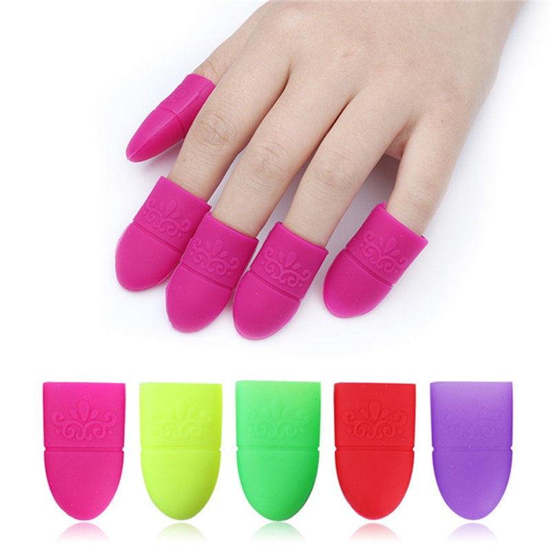 5 stk nail art tips uv gel polish remover wrap silikone elastisk suge off hætte klip manicure rengøring lak værktøj genanvendelig finger