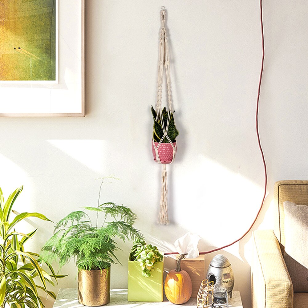 Macrame Katoen Handgemaakte Touw Opknoping Netto Opknoping Mand Vaas Bloem Plant Haak Sling Haak Land Yard Tuin Wanddecoratie