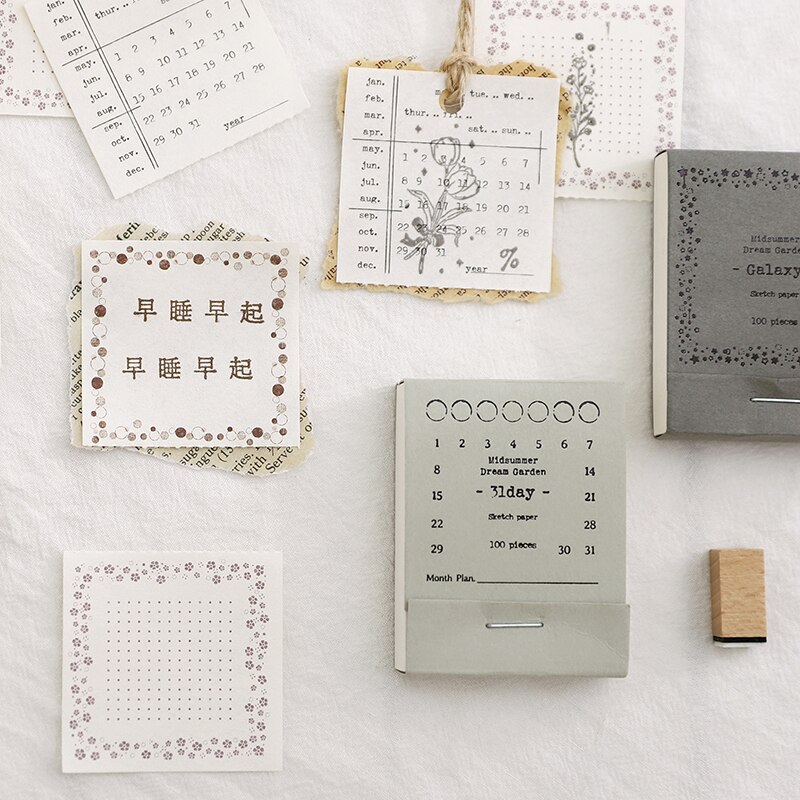 100 Stks/doos, Basic Eenvoudige Datum Memo Pad, Tijd Planning Bericht Memo Pad, Kantoor Accessoires Student Briefpapier