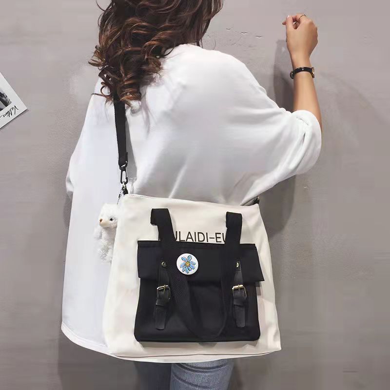 Large-Capacity Canvas Bag Female 2021 New Japanese Harajuku Portable Large Bag Campus Student Shoulder Messenger School Bag sacs