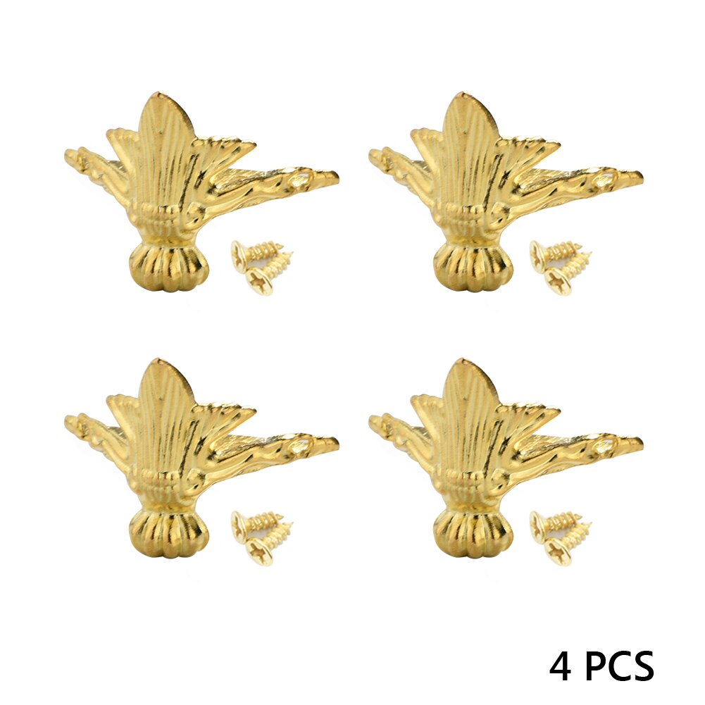 4 stk antikke hjørne beslag bronze sølv guld smykkeskrin trækasse dekorative fødder ben hjørne beskytter møbler hardware: Guld  hj02