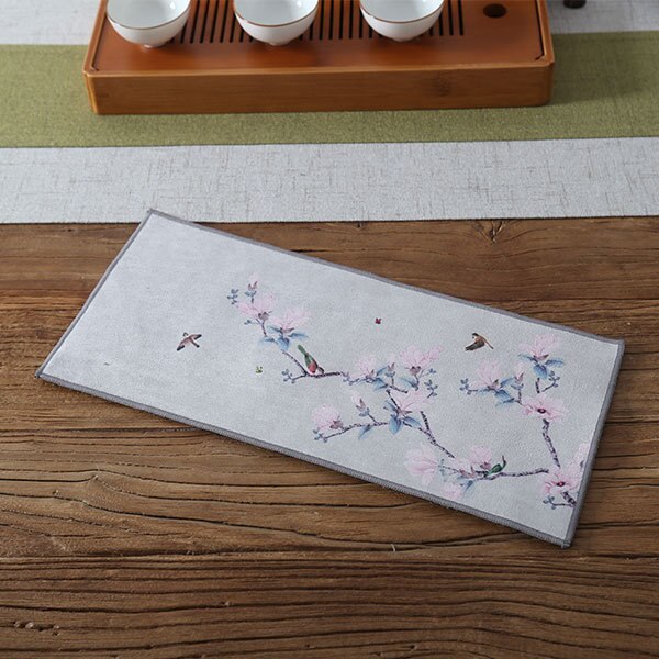 Toalla de té china de , Trapos de mesa de té de felpa gruesa absorbente, esteras de té de Kung Fu chino, toallas de olla de: Magnolia