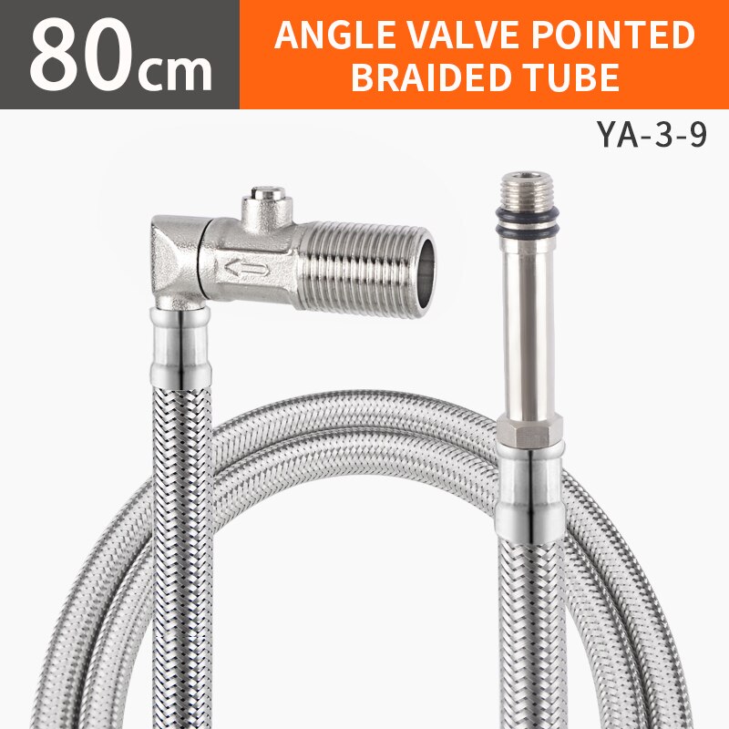 And Cold Water Faucet Inlet Pipe Angle Valve Pointed Stainless Steel Braided With Check Valve Integrated Hose: Length- 80cm