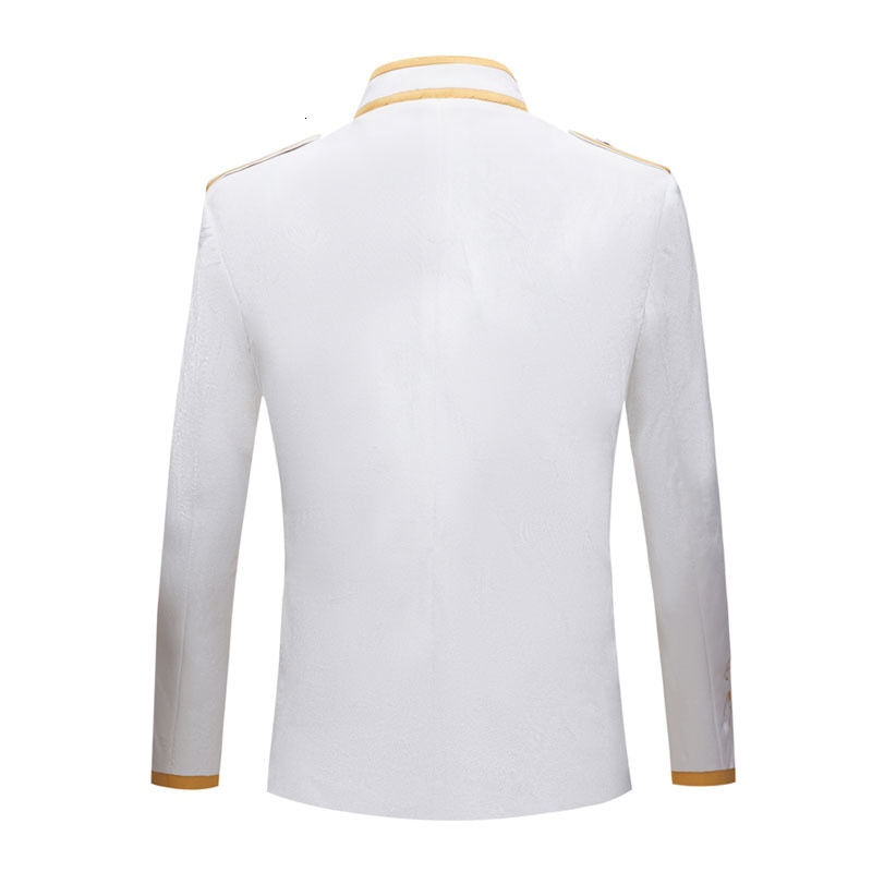 PYJTRL-chaqueta con bordado dorado de terciopelo blanco puro, traje de novio delgado en forma de realeza Prince, para boda, británico