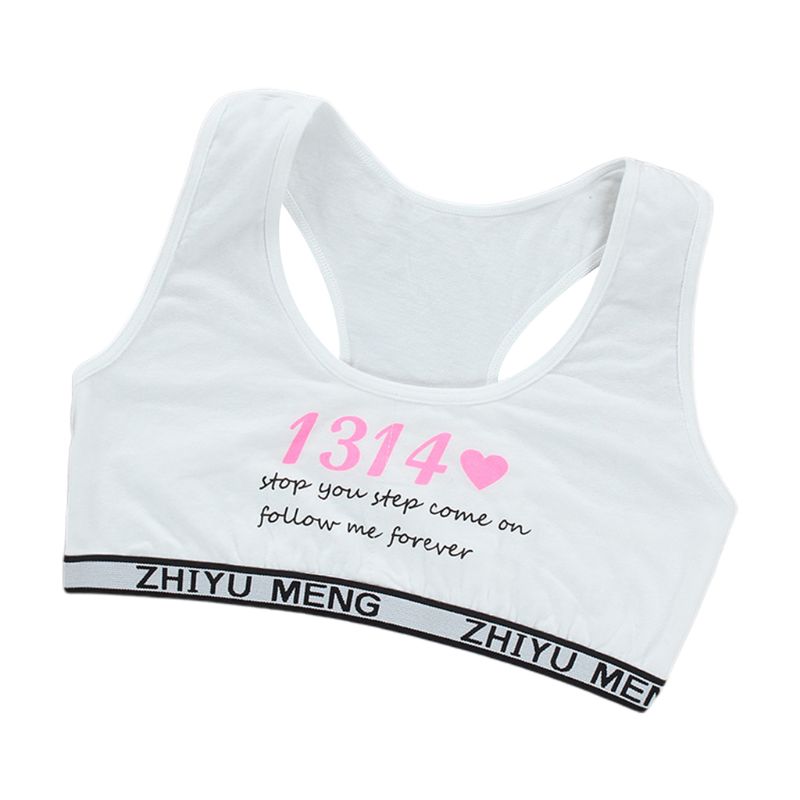 junior Ragazza Racerback del Cotone di sport Del Reggiseno di Formazione Della Stampa Della Lettera di colore Solido Cinghia Larga Della Biancheria Intima Bralette Senza Soluzione di Continuità A Strati Ritaglia superiore: 6