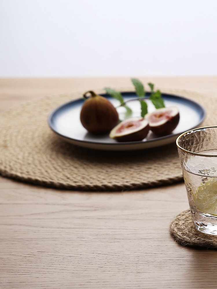 Table Placemat Rattan-weaved Mat for Meal Afternoon Tea Handmade Woven Cup Coaster Dish Holder Tableware Home Decor