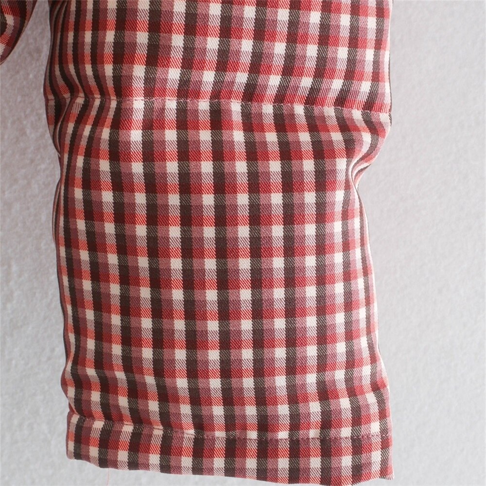 automne et hiver doudoune nouvelle plaid impression décontracté ample col montant rouge plaid court doudoune