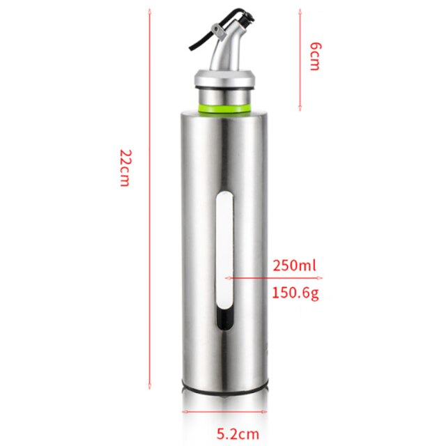 Distributeur D'huile En Acier Inoxydable 304 - 1000 Ml, Bec Verseur Anti-goutte, Pour Huile, Vinaigre, Sauce... - Argent