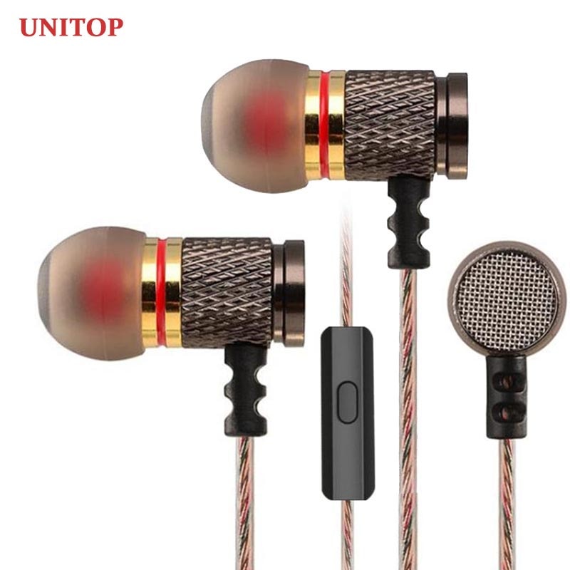 UNTIOP KZ ED2 Stereo Bass Headphone In-Ear 3.5MM Wired Earphones Metal HIFI Earpiece with MIC for Xiaomi Samsung Huawei Phones