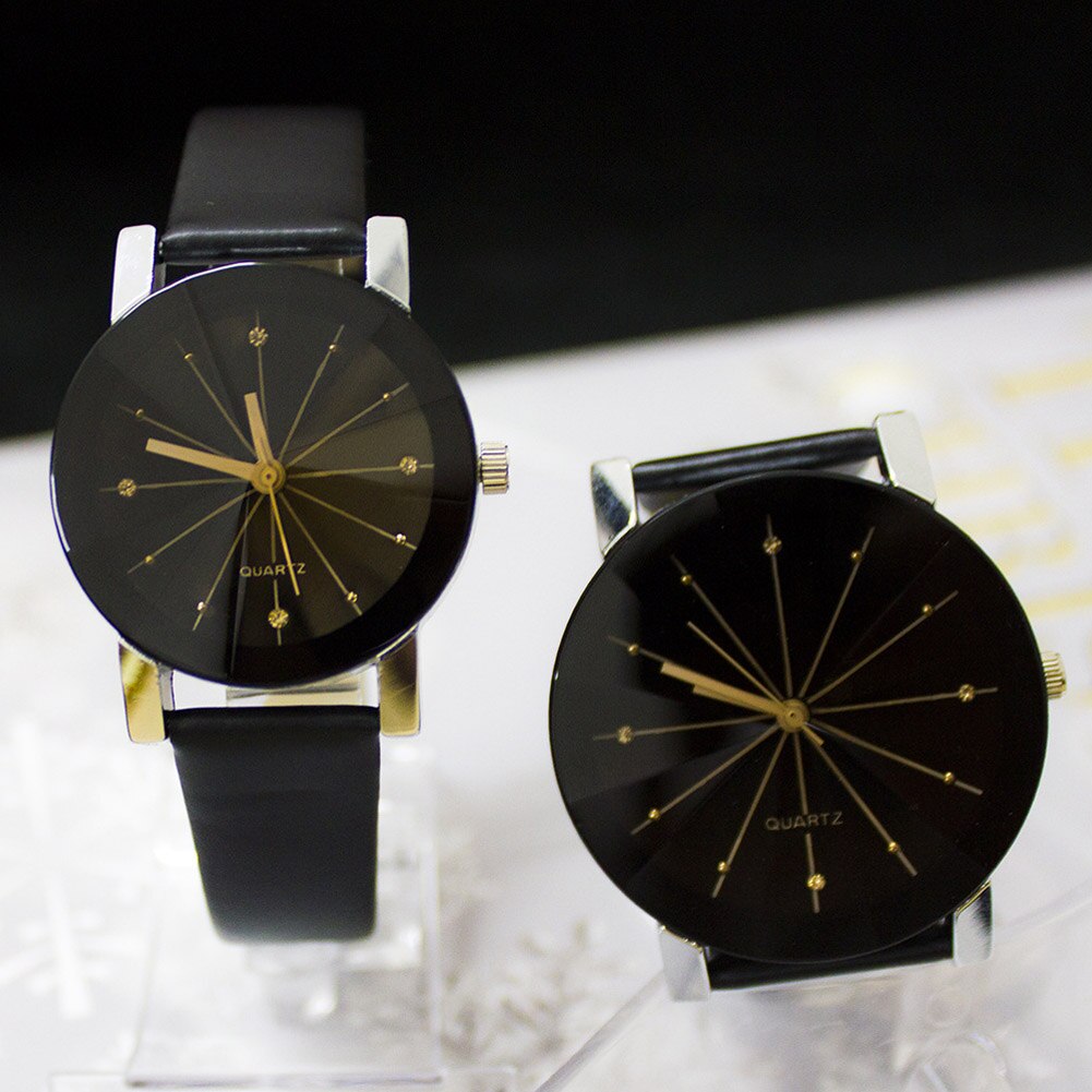 Reloj de pulsera sencillo e informal para hombre y mujer, banda de reloj de piel sintética, esfera redonda, para parejas, XRQ88