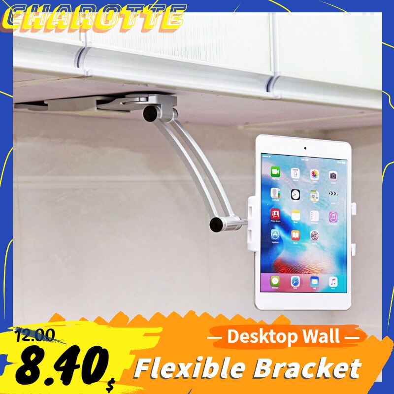 360 Rotating Flexible Holder tablet wall mount Bracket 2 in 1 Lazy Pull-Up Desktop/Bed Phone Tablet Stand Adjustable for Kitchen