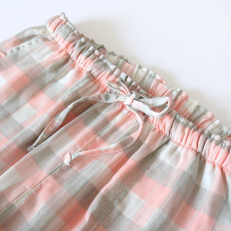 Xifer home geruite pyjamabroek koppels katoenen gaasbroek lente en herfst geruite pyjama's losse dames en heren dunne thuis pyjama