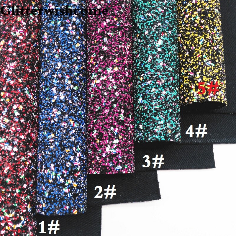 Glitterwishcome 21X29CM A4 Size Synthetisch Leer, Chunky Glitter Leer, faux PU Leer stof Vinyl voor Bows, GM037A