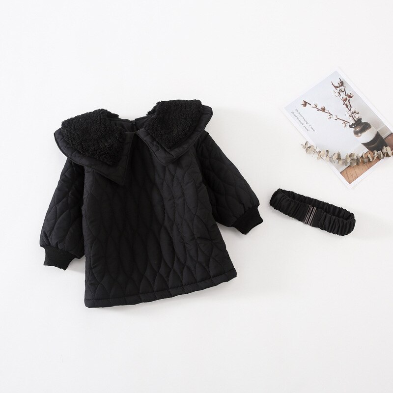 Babyinstar toddler girl vintertøj baby girl dunfrakke med bælte børns sorte vinterfrakker til piger: 5t
