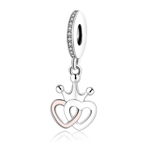 2019 100% Sterling Silver Classic Incastro Cuore-a forma di Cuore-a forma di Ciondolo In Argento con Cubic Zirconia FAI DA TE Del Pendente Dello Smalto: 2047