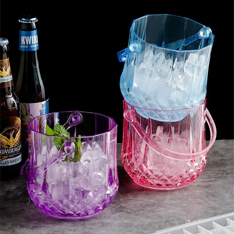 Ice Bucket Acrylic Clear Storage Tub Plastic Drink Buckets with Handle for Champagne Wine Beer Bottles Drinks Bar Party Supplies
