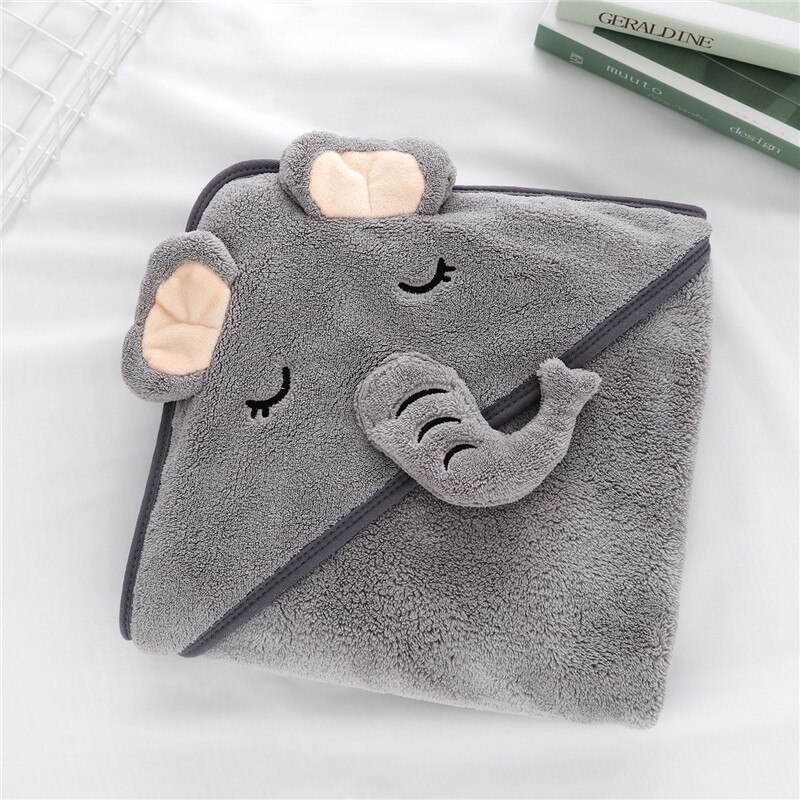 3D Olifant Baby Hooded Badhanddoek Avondmaal Absorberende Coral Fleece Pasgeborenen Washandje Leuke Dier Douche Voor Kinderen Jongen Meisjes