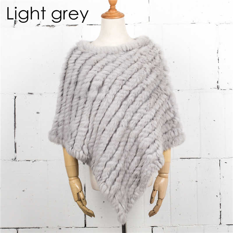 Femmes tricot fourrure de lapin châle Poncho Cape Robe Tippet Wrap femme fille manteau Jakcet CK701: Marron